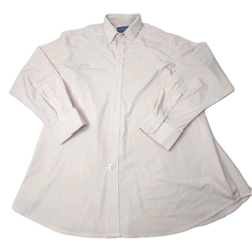 Mizzen Main Shirt XXL Pink Blue Label Leeward Trim Fit Performance Dress Long Sl